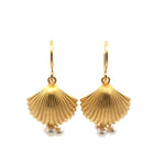 Load image into Gallery viewer, Aloha Shell Wire Earrings with Pearl 24k Gold Vermeil