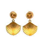 Load image into Gallery viewer, Aloha Shell Pearl Post Drop Earrings 24K Gold Vermeil