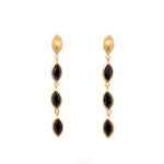 Load image into Gallery viewer, Bliss Three Stone Dangle Earrings 24K Gold Vermeil