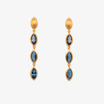 Load image into Gallery viewer, Bliss Three Stone Dangle Earrings 24K Gold Vermeil