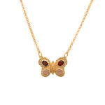 Load image into Gallery viewer, Butterfly Necklace 4 Stone 24K Gold Vermeil