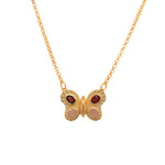 Load image into Gallery viewer, Butterfly Necklace 4 Stone 24K Gold Vermeil