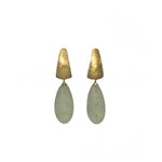 Load image into Gallery viewer, HUGGIE EARRINGS WITH A MATTE PREHNITE DROP FAIR TRADE 24K GOLD VERMEIL - Joyla Jewelry