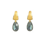 Load image into Gallery viewer, HUGGIE EARRINGS WITH A FACETED LABRADORITE FAIR TRADE 24K GOLD VERMEIL - Joyla Jewelry