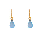 Load image into Gallery viewer, French Wire Earrings Faceted Briolette 24K Fair Trade Gold Vermeil Blue Topaz