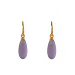 Load image into Gallery viewer, French Wire Matte Drop Earrings in 24K Fair Trade Gold Vermeil Amethyst Matte