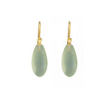 Load image into Gallery viewer, French Wire Matte Drop Earrings in 24K Fair Trade Gold Vermeil Large Prehnite Matte