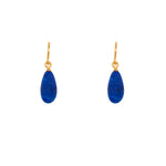 Load image into Gallery viewer, French Wire Matte Drop Earrings in 24K Fair Trade Gold Vermeil Lapis Matte