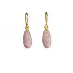 Load image into Gallery viewer, MATTE RHODONITE FRENCH WIRE EARRINGS FAIR TRADE 24K GOLD VERMEIL - Joyla Jewelry