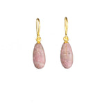 Load image into Gallery viewer, French Wire Matte Drop Earrings in 24K Fair Trade Gold Vermeil Rhodonite Matte