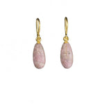 Load image into Gallery viewer, MATTE RHODONITE FRENCH WIRE EARRINGS FAIR TRADE 24K GOLD VERMEIL - Joyla Jewelry