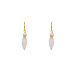 Load image into Gallery viewer, French Wire Teardrop Earrings Faceted 24K Fair Trade Gold Vermeil White Pearl and Rainbow Moonstone