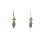 Load image into Gallery viewer, French Wire Teardrop Earrings Faceted 24K Fair Trade Gold Vermeil Turquoise and Labradorite