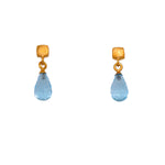 Load image into Gallery viewer, Drop Briolette Gem and Cube Post Earrings in 24K Fair Trade Gold Vermeil