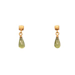 Load image into Gallery viewer, Drop Briolette Gem and Cube Post Earrings in 24K Fair Trade Gold Vermeil