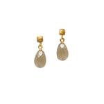 Load image into Gallery viewer, Drop Faceted Gem with Cube Post Earrings Fair Trade 24k Gold Vermeil Collection Labradorite