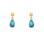 Load image into Gallery viewer, Drop Faceted Gem with Cube Post Earrings Fair Trade 24k Gold Vermeil Collection