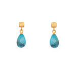 Load image into Gallery viewer, Drop Faceted Gem with Cube Post Earrings Fair Trade 24k Gold Vermeil Collection