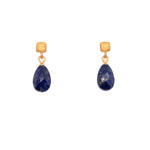 Load image into Gallery viewer, Drop Faceted Gem with Cube Post Earrings Fair Trade 24k Gold Vermeil Collection