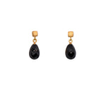 Load image into Gallery viewer, Drop Faceted Gem with Cube Post Earrings Fair Trade 24k Gold Vermeil Collection Black Spinel