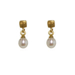 Load image into Gallery viewer, CUBE WHITE PEARL EARRINGS FAIR TRADE 24K GOLD VERMEIL - Joyla Jewelry
