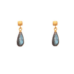 Load image into Gallery viewer, Drop Briolette Gem and Cube Post Earrings in 24K Fair Trade Gold Vermeil