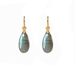 Load image into Gallery viewer, French Wire Labradorite Polished Earrings 24K Fair Trade Gold Vermeil