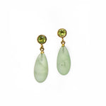 Load image into Gallery viewer, Drop and Stud Earrings Collection with Gemstone Variations Fair Trade 24K Gold Vermeil Peridot / Prehnite Matte 20 mm