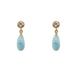 Load image into Gallery viewer, Faceted Topaz Stud Earrings with Larimar Drop 24K Fair Trade Gold Vermeil