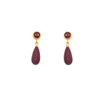 Load image into Gallery viewer, Drop and Stud Earrings Collection with Gemstone Variations Fair Trade 24K Gold Vermeil Garnet / Garnet 15 mm