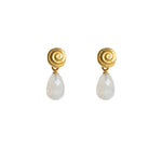 Load image into Gallery viewer, GRATITUDE SWIRL AND RAINBOW MOONSTONE EARRINGS FAIR TRADE 24K GOLD VERMEIL - Joyla Jewelry