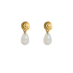 Load image into Gallery viewer, Rainbow Moonstone Gratitude Swirl Earrings 24K Fair Trade Gold Vermeil