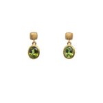 Load image into Gallery viewer, Bezel Oval Drop Earrings 24K Fair Trade Gold Vermeil Collection Peridot