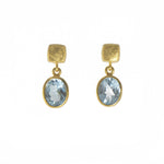 Load image into Gallery viewer, CUBE OVAL BLUE TOPAZ EARRINGS FAIR TRADE 24K GOLD VERMEIL - Joyla Jewelry