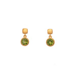 Load image into Gallery viewer, Bezel Round Drop Earrings 24K Fair Trade Gold Vermeil Collection