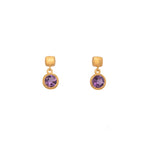 Load image into Gallery viewer, Bezel Round Drop Earrings 24K Fair Trade Gold Vermeil Collection