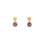 Load image into Gallery viewer, Bezel Round Drop Earrings 24K Fair Trade Gold Vermeil Collection