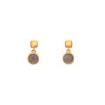 Load image into Gallery viewer, Bezel Round Drop Earrings 24K Fair Trade Gold Vermeil Collection