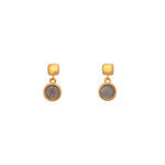 Load image into Gallery viewer, Bezel Round Drop Earrings 24K Fair Trade Gold Vermeil Collection