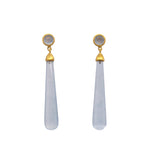 Load image into Gallery viewer, Signature Long Drop Cabochon Earrings 24K Gold Vermeil Aquamarine