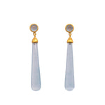 Load image into Gallery viewer, Signature Long Drop Cabochon Earrings 24K Gold Vermeil