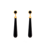Load image into Gallery viewer, Signature Long Drop Cabochon Earrings 24K Gold Vermeil