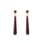 Load image into Gallery viewer, Signature Long Drop Cabochon Earrings 24K Gold Vermeil