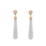 Load image into Gallery viewer, Signature Long Drop Cabochon Earrings 24K Gold Vermeil