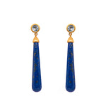 Load image into Gallery viewer, Signature Long Drop Cabochon Earrings 24K Gold Vermeil