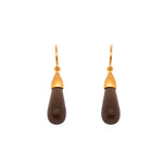 Load image into Gallery viewer, Cabochon Drop Earrings in 24K Gold Vermeil Smoky Quartz