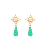 Load image into Gallery viewer, Gratitude Cabochon Drop Post Earrings 24K Gold Vermeil