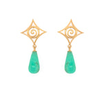 Load image into Gallery viewer, Gratitude Cabochon Drop Post Earrings 24K Gold Vermeil Chrysoprase