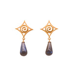 Load image into Gallery viewer, Gratitude Cabochon Drop Post Earrings 24K Gold Vermeil