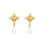 Load image into Gallery viewer, Gratitude Cabochon Drop Wire Earrings 24K Gold Vermeil